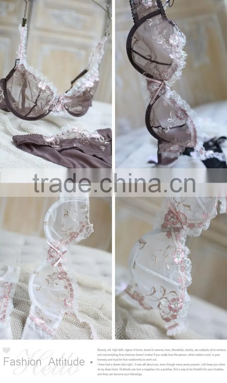 Beautiful eyelash lace transparent bra and panty(FPY308)