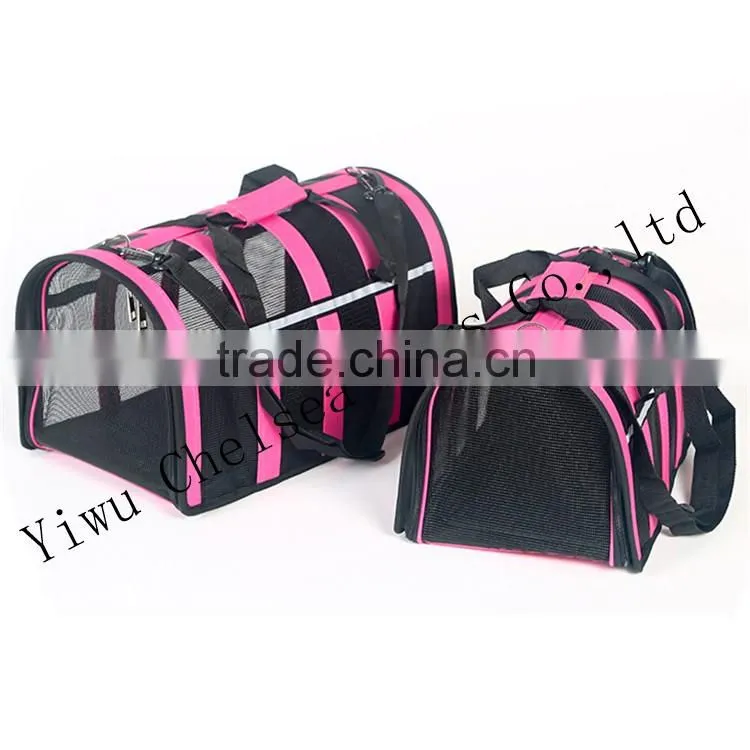 Pink air conditioned pet carrier for summer season stripe