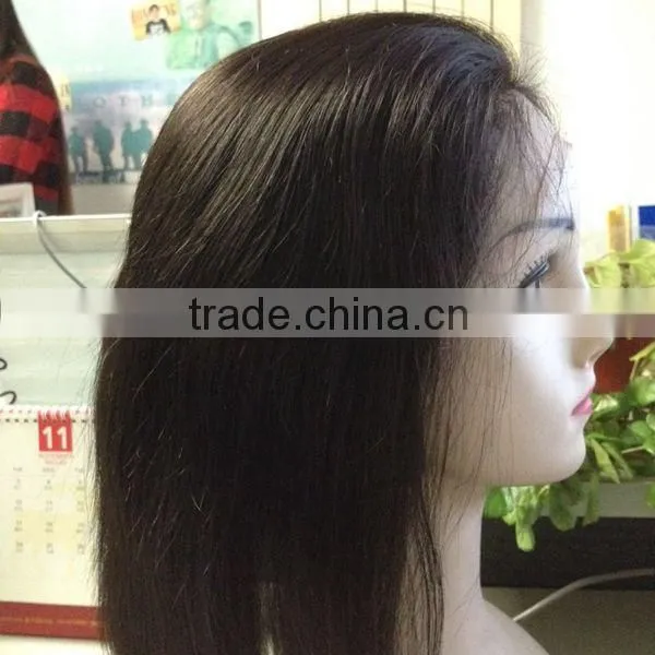10'' Short Human Hair Wig #1b Straight human hair full lace wig