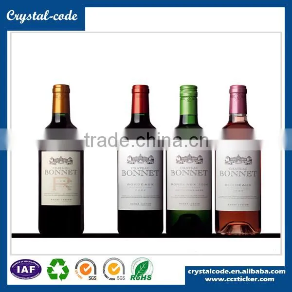 Double side printing clear glass wine bottle sticky decorative adhesive drink sticker