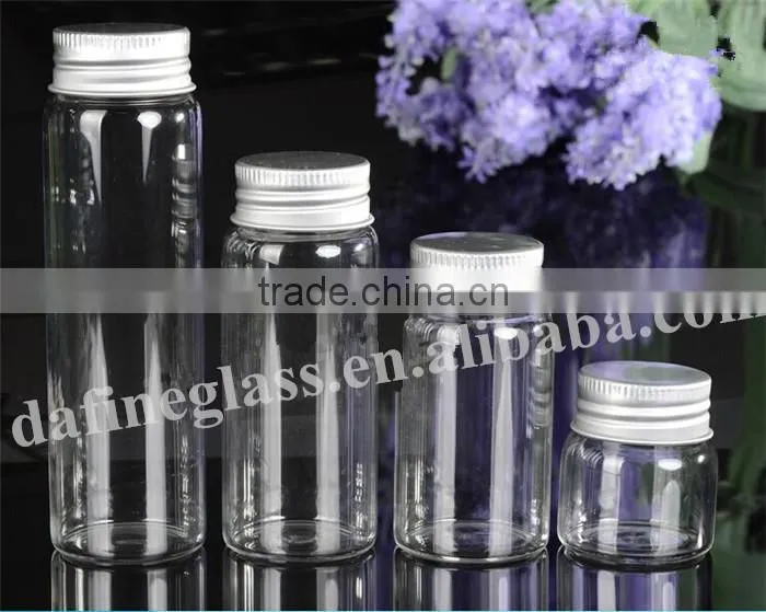 Pop mini transparent glass phial sealed cans Medical capsule bottle Loves candy food bottles with screw lid