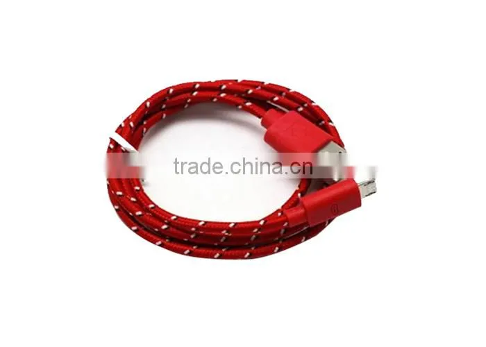 Mike V8 braided wire micro usb charging cable for Samsung 1m length red.blue,green,black