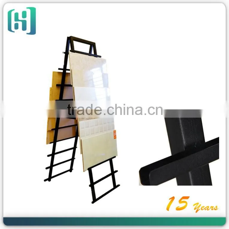 retail store metal movable wood flooring tile display shelf rack with brand HSX-S0183