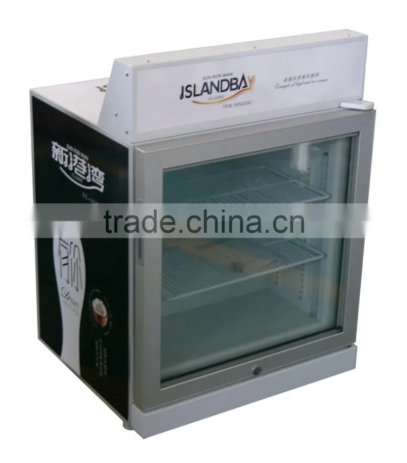 Single temperature 70lt glass door display ice cream refrigerator show case for sale in china