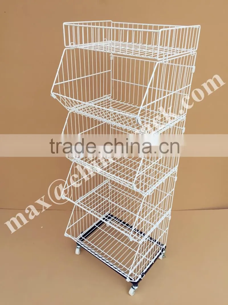 Tier Folding Snack Wire Basket Display Rack