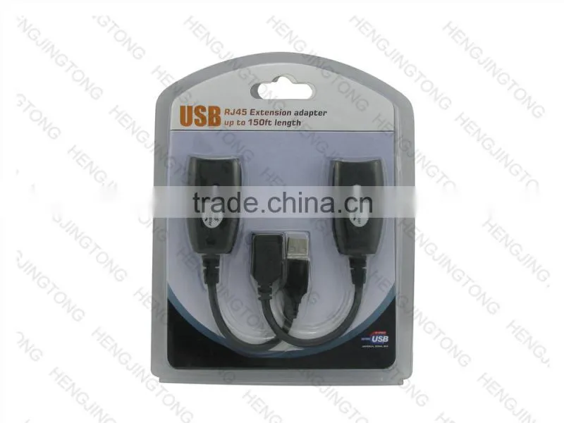 New Hot Sale USB CAT5/CAT5E/6 RJ45 Ethernet Extender Lan Extension Cable Repeater Adapter UP to 150ft Length