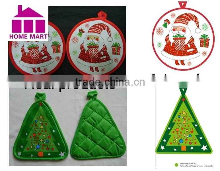 Christmas design printed cotton twill oven mitts gloves microwave oven mittens with golden trimming