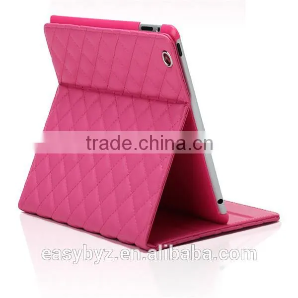 for ipad 4/air/air 2/mini/mini 2 Quilted crown shape case, with a sleep function leather shell, for ipad case