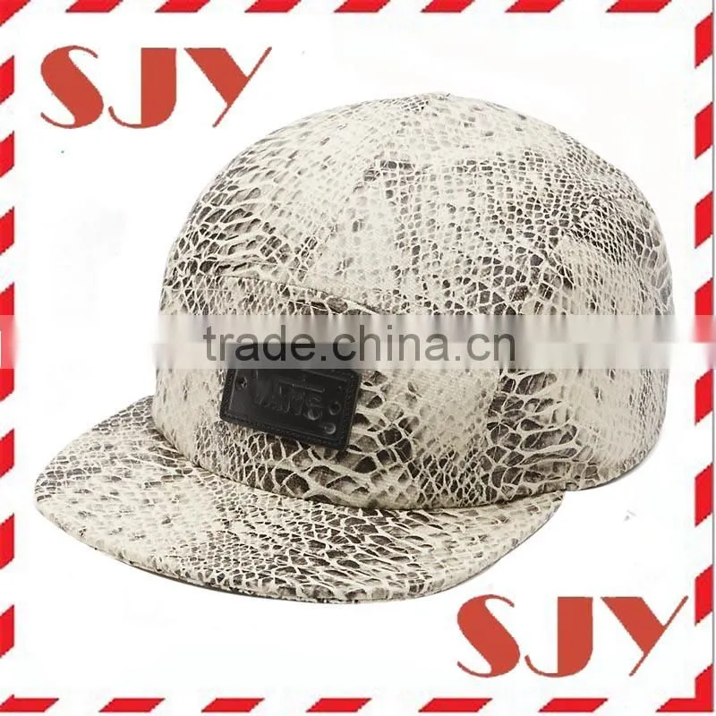 Mix-tone floral design leather patch custom 5 panel golf hat