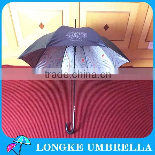 24"doubel layer custom design straight map umbrella,8K,auto open