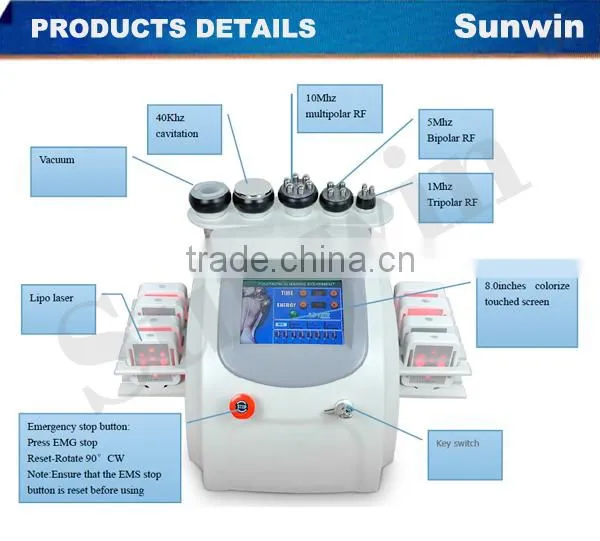 SW-216F Best 6in1 RF cavitation vacuum liposuction beauty slimming machine