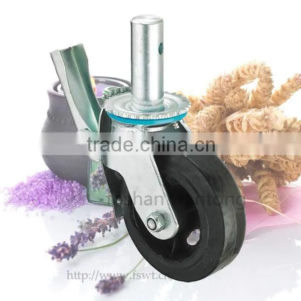 200mm Rubber Wheel Rolling Industrial Caster With Stop