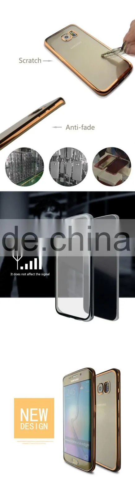 Low Price China Mobile Phone Durable Transparent Phone Case for Samsung S6 Edge Soft Cover Case Plating TPU