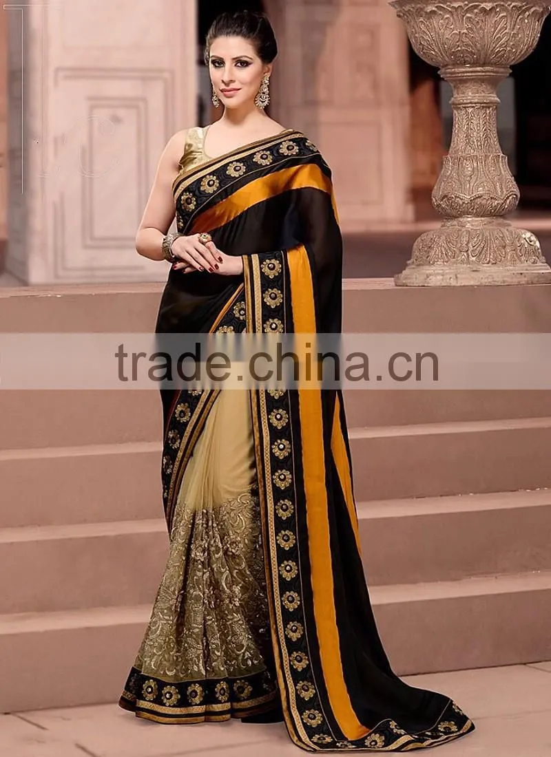 Pink Georgette On Net Lehenga Saree