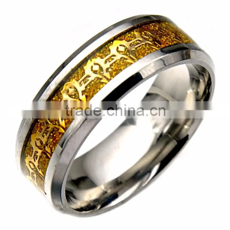2016 Silver Wedding Band Jewelry Unique Pattern Stainless Steel Polished Rings for Mens