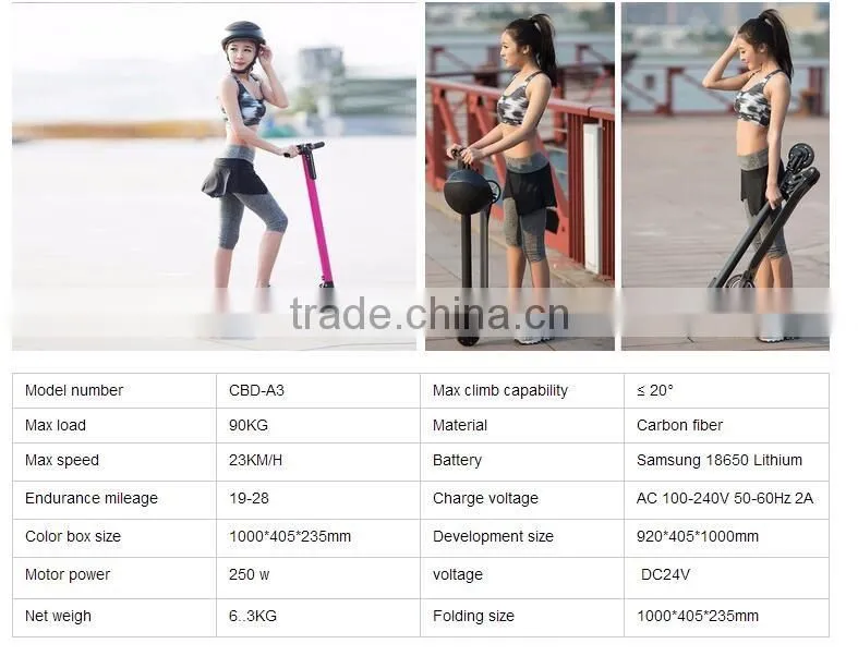 World lightest 250W folding mini electric scooter with lithium battery