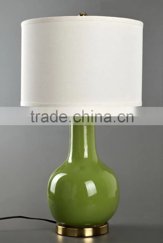Four Colors Available Metal Base Ceramic Body With Fabric Lampshade Modern Desk Lamp Bedroom Living Room Dining Room Table Lamp