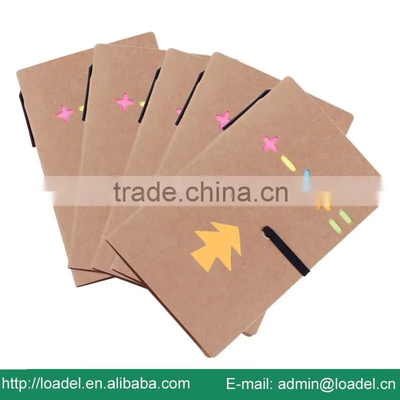 Brown color sticker mini notebook with pen,notebook pen