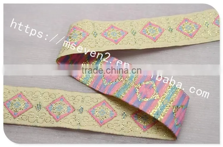 Hot selling 2.5cm width gold yarn embroidery webbing belt for garment