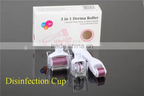 3-In-1 Kit Derma Roller Titanium Micro Needle Roller - 180/600/1200 Needles Skin DermaRoller for Body and Face