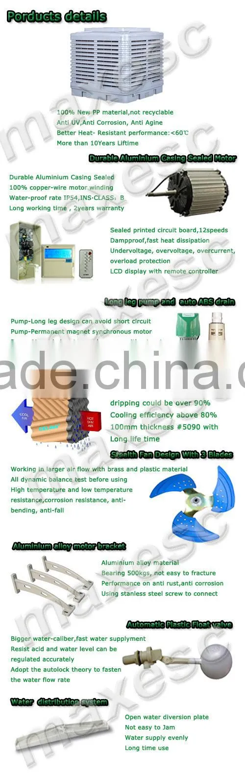 Wall mounted industrial 380v swamp cooling system