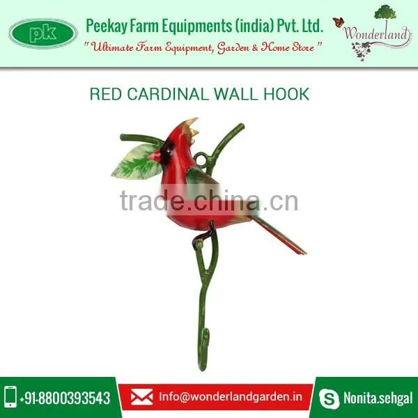 Creative and Antique Design Wall Hook with Red Cardinal Mounted on Top