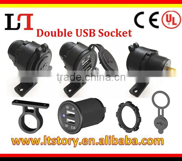 2 port 5v 2.1a dual USB socket for motorcycle/car/ marine