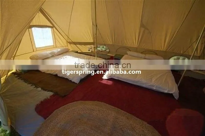 Beige Color Customized Tulip Bell Tents Camping Cotton Canvas Bell Tent