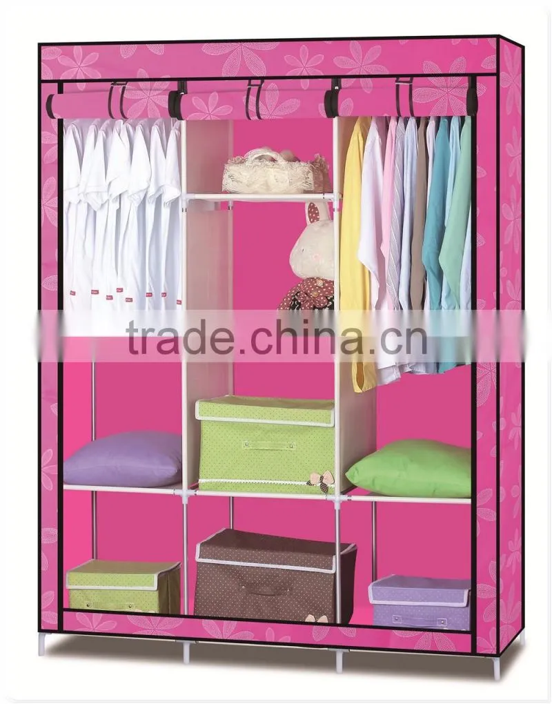 Single Canvas effect Wardrobe Clothes Storage Cabinet