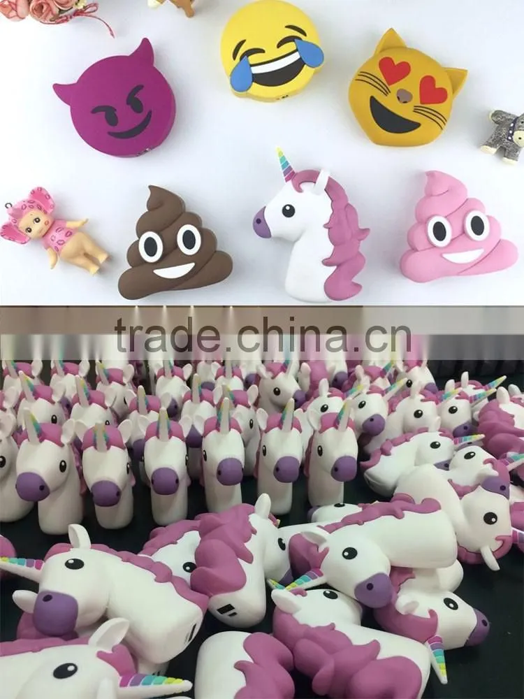 2016 Emoji unicorn Emotion Power Bank Emotion Power Bank External Battery Unicorn Funny Cry Tear Kiss Poop
