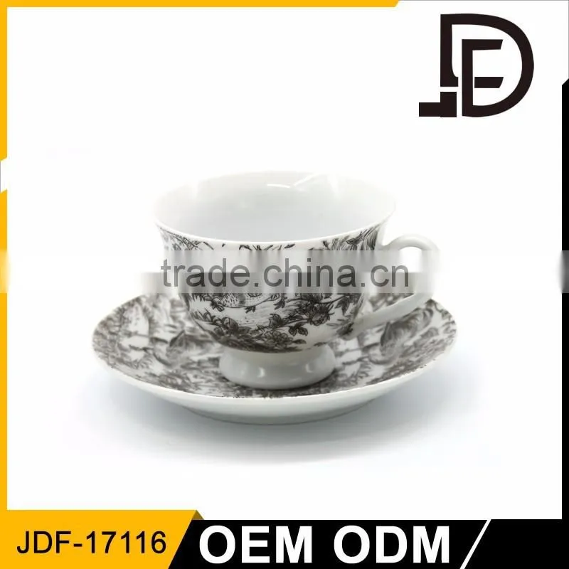 2017 NEW OEM Certificated ceramic cup and saucer,customized high quality tea set, factory direct coffee set