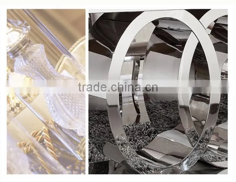 Audi shape royal stylish rectangular design stainless steel base luxury dinning table