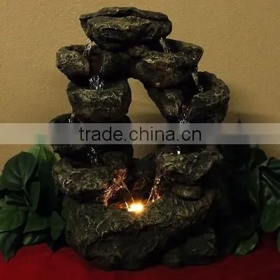 Multi-Level Split Rock Falls Tabletop Water Fountain with LED Light