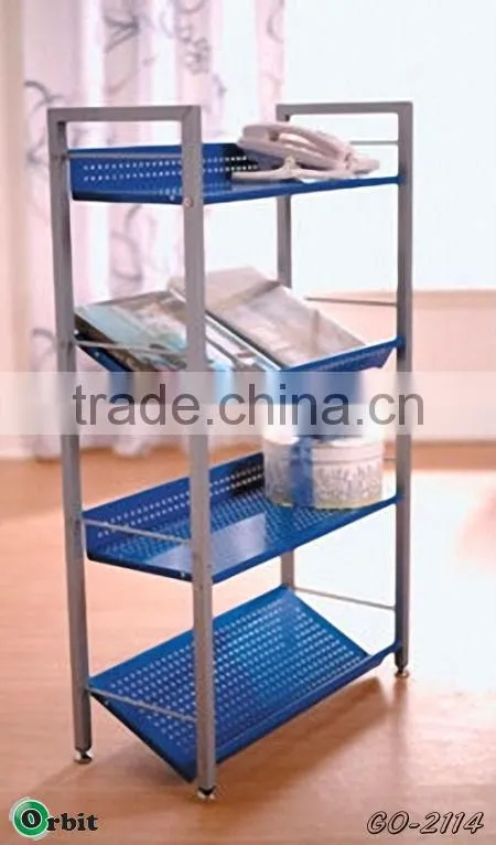 Colorful Metal 3 Tier Book Storage Shelf Magazine Display Rack DIY Bookcase