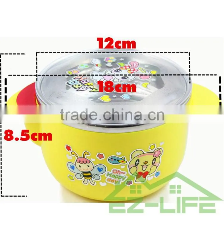 Creative baby dinnerware 500ML stainless steel kids food thermal sockproof feeding bowls