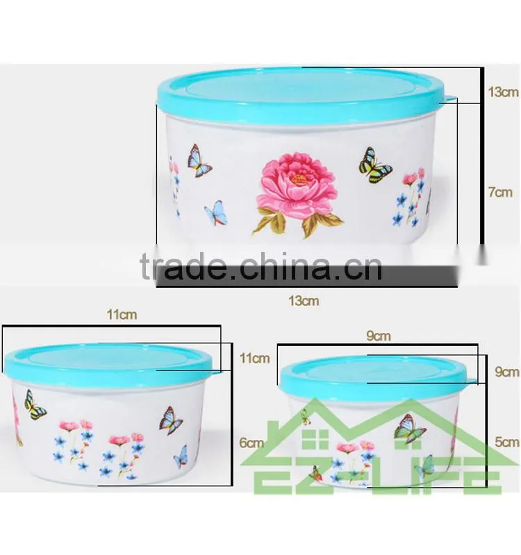 BPA free microwave safe food grade plastic kitchen food storage containers 3 pcs/set
