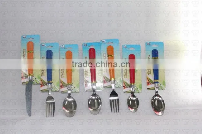 Hot!!!! stainless steel dinnerware set w/coloreful plastic handle