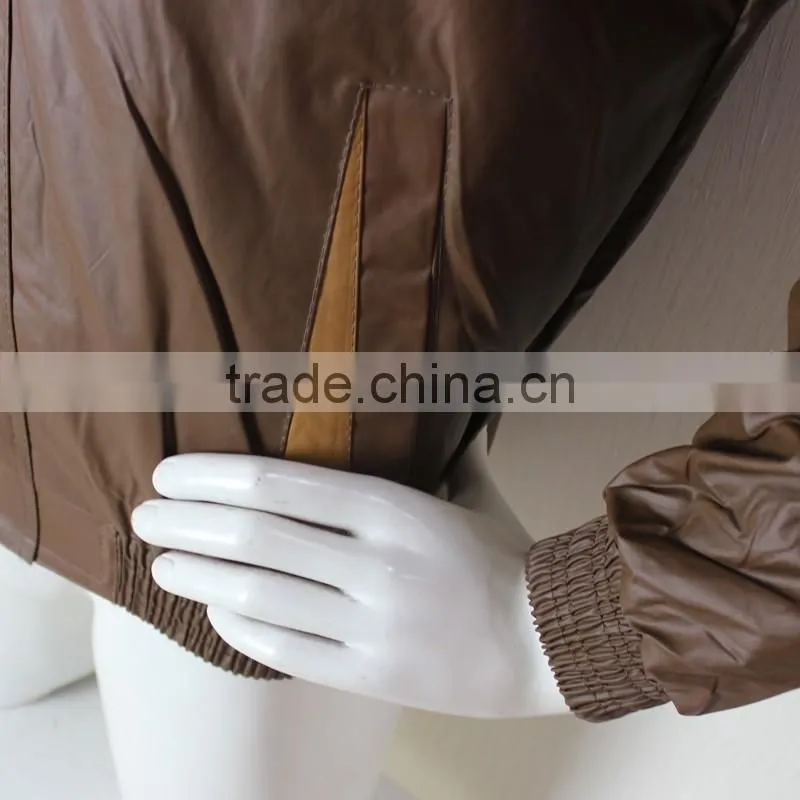 Fashion man zipper studded punk pu leather jacket