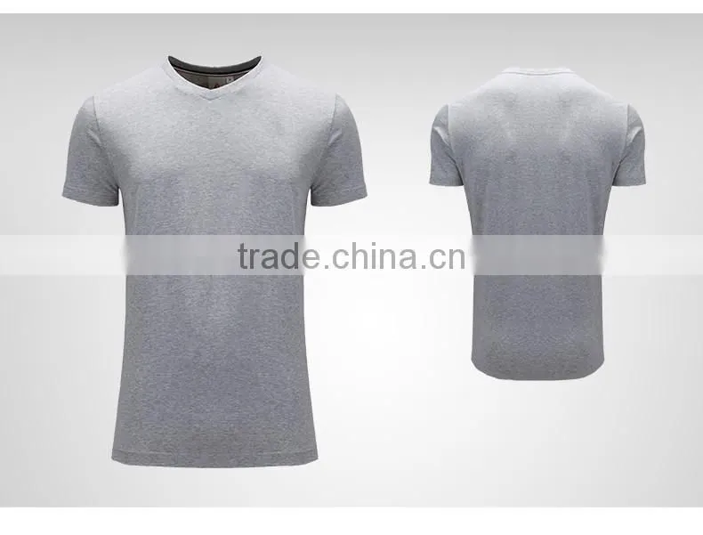 V Neck Fashion Tee Sportswear White Plain Dyed Man Blank Custom Embroidery T-Shirt