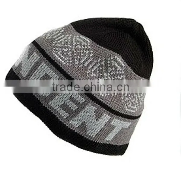 Winter cheap striped kintted cap men jacquard custom knit beanie hat cap