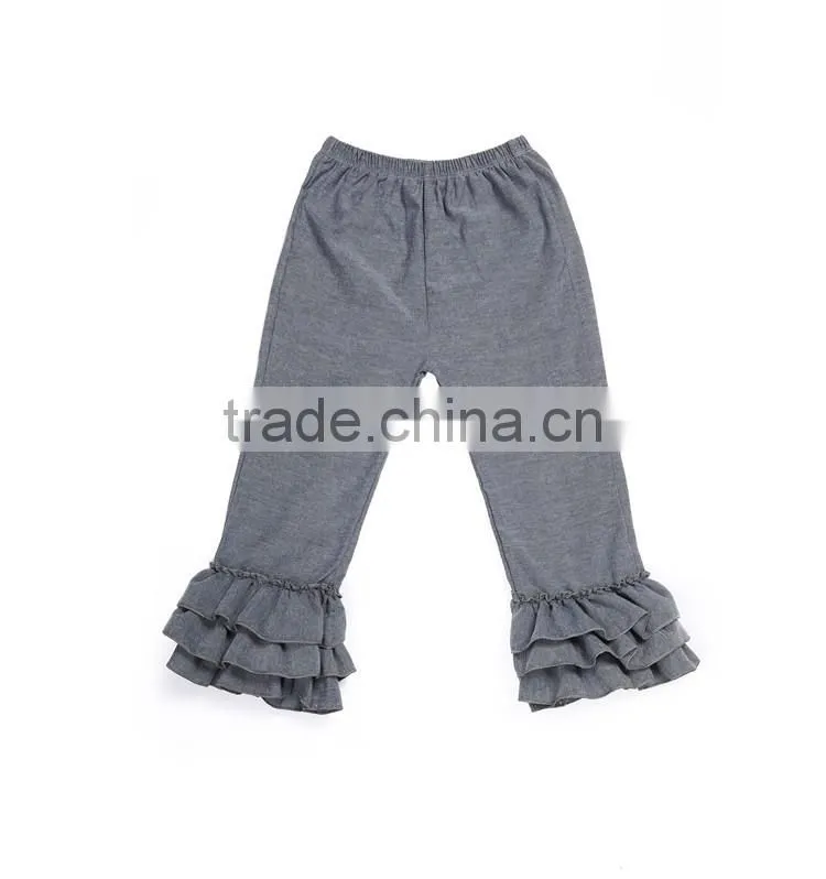 unique design kids simulated jeans comfortable ruffle denim pants