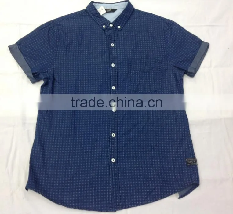 printed denim shirt with with bleach washed