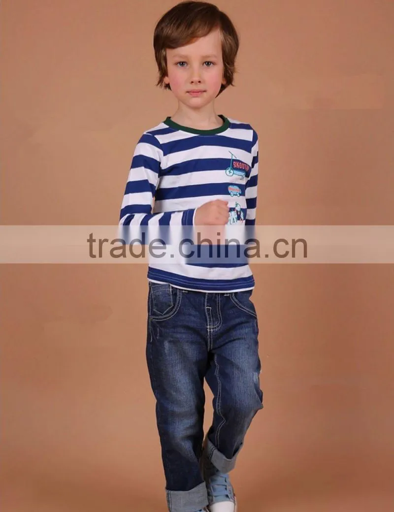 Custom kids striped sleeves t shirt wholesale