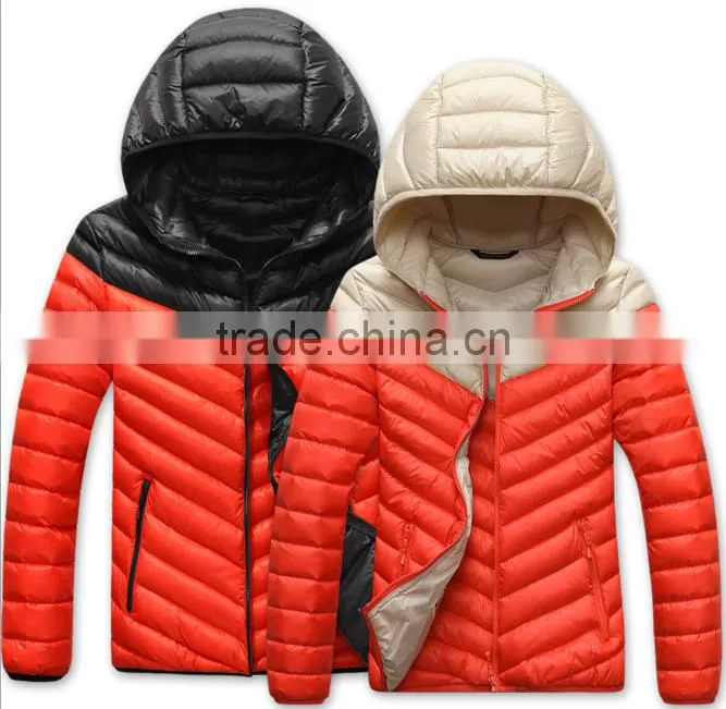 customize fashion women hoody winter warm down jacket/lovers' ladies nylon down feather coat