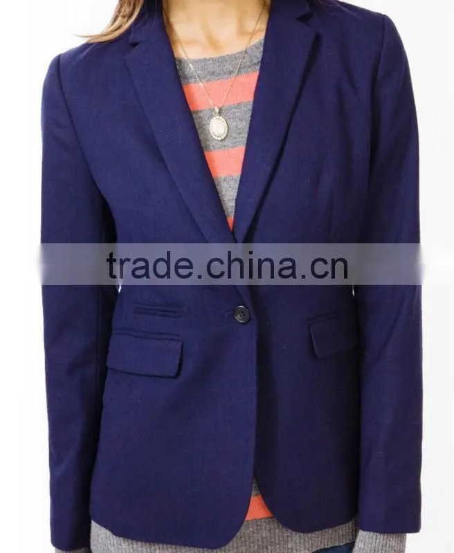 Notched Lapel Twill Blazer