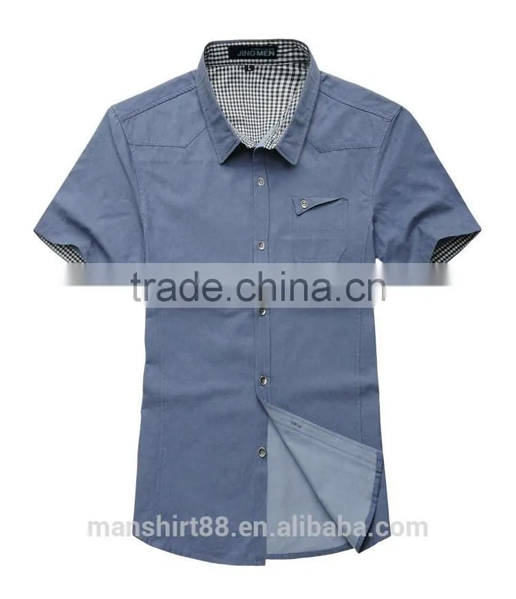 latest fashion short sleeve slim fit cotton oxford shirt
