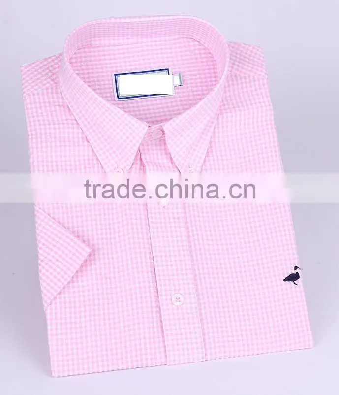 2017 men's short sleeve seersucker casual shirt wholesale