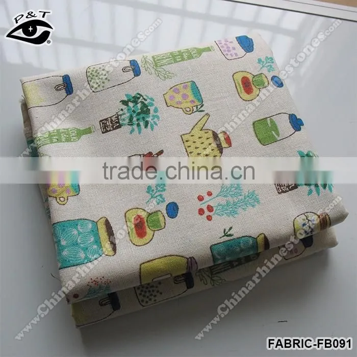 Colorful fabric linen fabric printed with pot cups