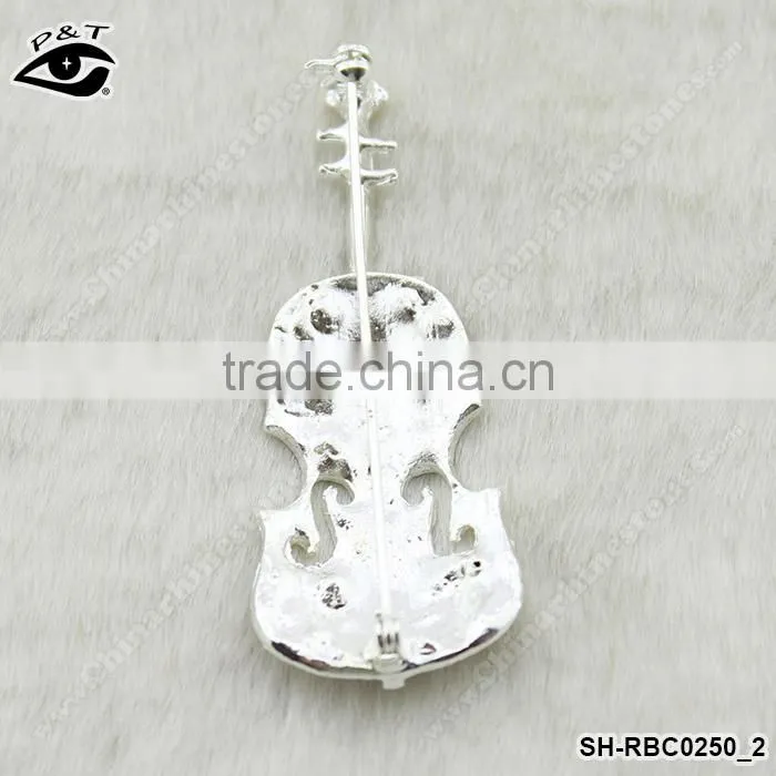 Guitar Shape Rhinestone Brooch Crystal Pins for wedding invitation