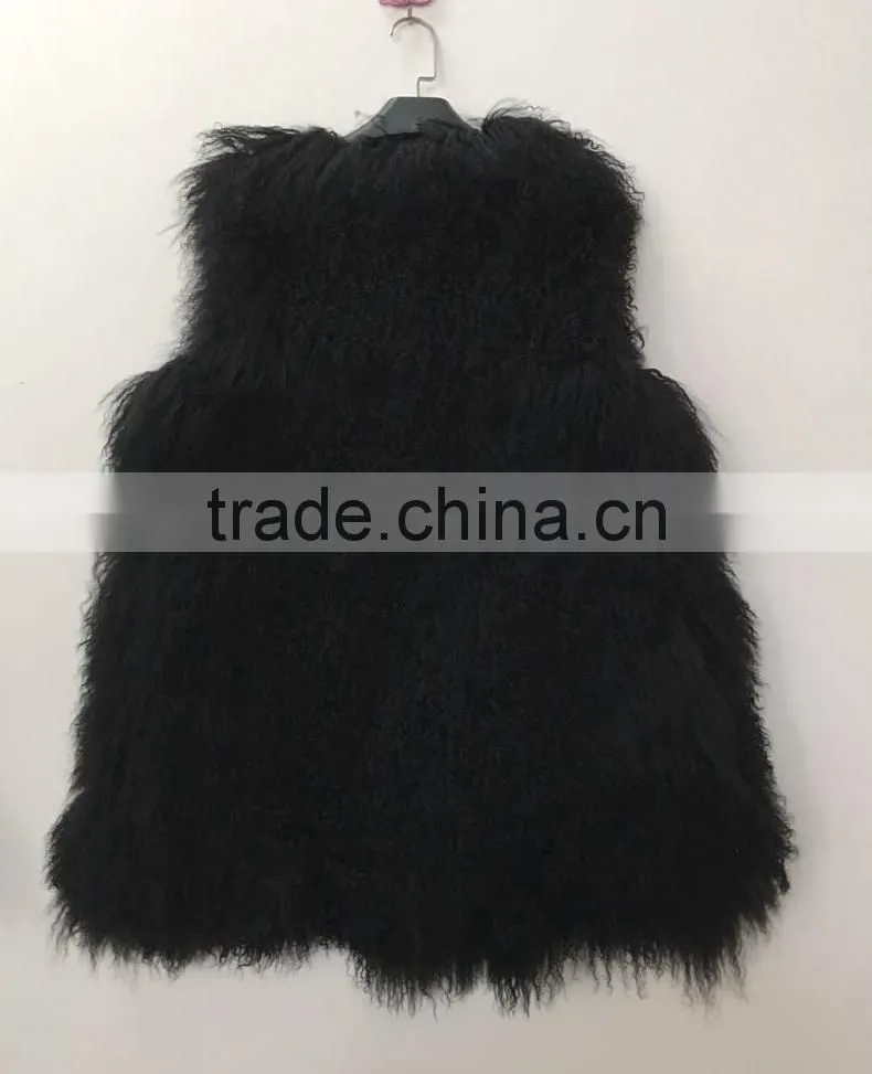 YR545 Basic Style Real Mongolia Fur Vest Lots of Colors Tibet lamb Fur Gilet